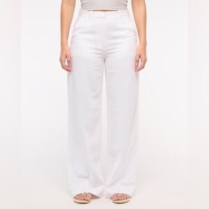 Abercrombie & Fitch Curve Love Tailored Linen-Blend Wide Leg Pant sz 25/0 short